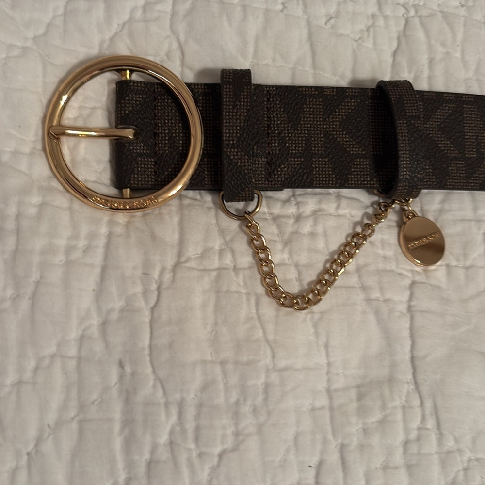 Michael Kors Dark Brown Belt with‎ Gold Chain Detail - Picture 2 of 6